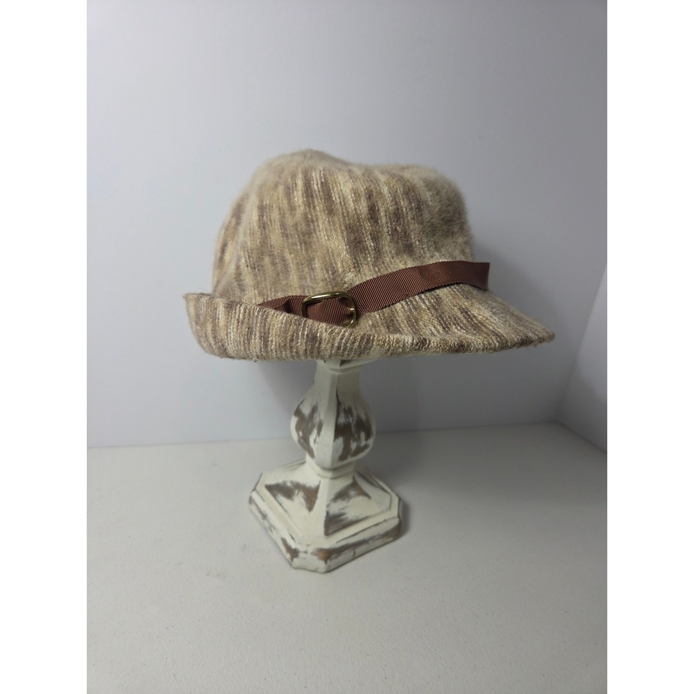 Kangol Design Made‎ in England Fuzzy Brown Tan Buckle Accent Bucket Hat Womens